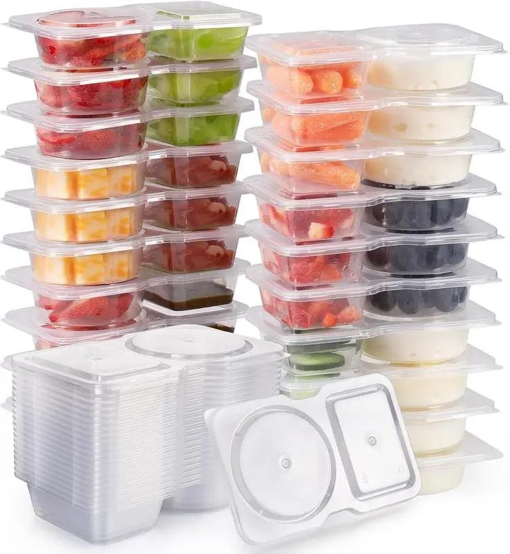 Reusable Snack Containers with Lids 20Pcs,New Snack Containers,Snackle Box Container Portion Control,Snack Pack Containers,Double Compartment Snack Containers for On-the-Go Meals and Camping Kitchen Plastic