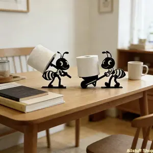 2-Pack New Ant-Shaped Acrylic Tissue Holder, Creative Decor for Bathroom And Living Room, Multifunctional Toilet Paper Storage Art Ornament, Stable Standing Non-Tipping, Practical And No Battery/Power