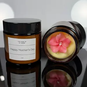 Mother's Day Handmade Candle Limited Edition 4 OZ with Pink Flower Design for Special Occasions Decoration