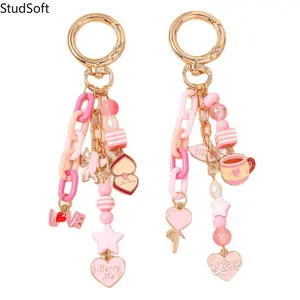 Sports & Outdoor Accessory Beaded Star Keychain, Heart-Shaped Key Fob, Fashion Bag Charm