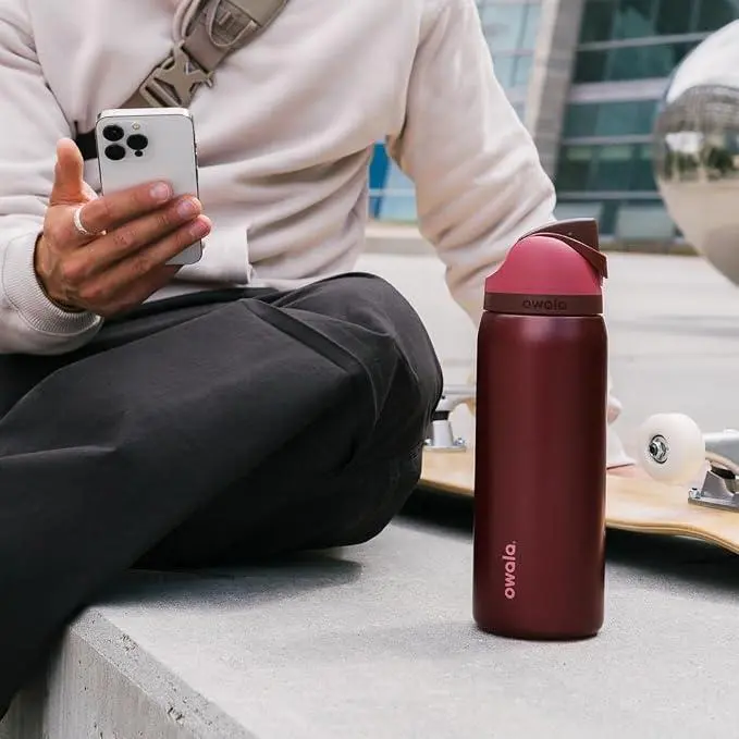 Black Cherry Owala FreeSip Bottle | 24oz 32oz Leak-Proof Insulated 💖