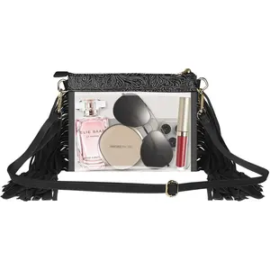 Western Fringe Clear Crossbody Bag, Stadium Approved Cowgirl Purse for Concerts, Rodeo Nights & Country Festival Outfits