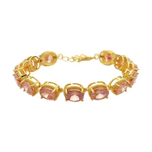 Cubic Zirconia CZ Goldtone Link Bracelet for Women Jewelry .0-8.0" Birthday Christmas Gifts