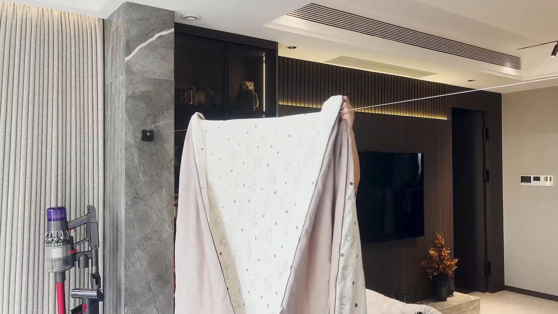 Retractable Clothesline Indoor, Non-Sagging Outdoor Clothes Line Retracting Heavy Duty Clothes Drying Laundry Line Wall Mounted Stainless Steel Line-15.1 Feets(Square-Gray)