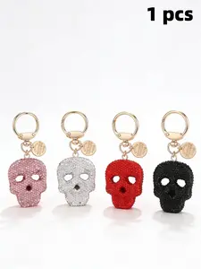 Skull Head Handmade Rhinestone Keychain, Perfect Holiday Gift for Men Women and Kids, Bag Charm, Car Key Holder, Phone Chain, Keychain Accessories