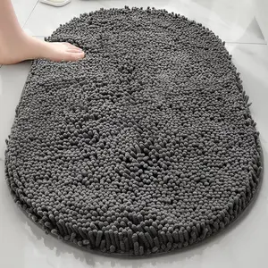 Home Bathroom Absorbent Mat, Non-Slip Toilet Rug, Long Pile Chenille Carpet, Durable & Soft Floor Protector