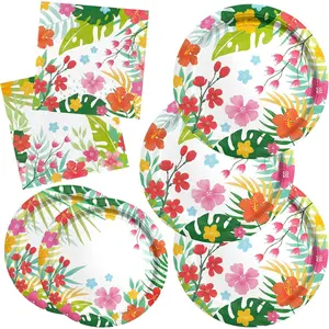Tropical Luau Party Supplies Kit for 20 - Aloha Hawaiian Party Decorations with Disposable Paper Plates and Napkins | BBQs & Summer party