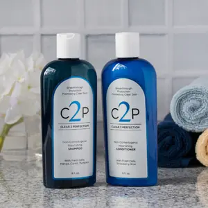 Clear 2 Perfection Non-Comedogenic & Sulfate-Free Shampoo & Conditioner Set for Acne-Prone Skin & Bacne Cleansing Haircare