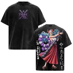 Yamato One Piece Graphic T-Shirt | Vintage Washed Anime Streetwear Oversized Tee for Men & Women | Oni Princess Aesthetic Wano Energy Trendy Otaku Gear | Japanese Manga Fan Gift Y2K Style Casual Everyday Shirt | Premium Cotton Cosplay Gym Coverup Top.