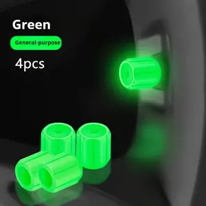 4-Piece Green Glow in The Dark Tire Valve Caps – Luminous and Durable for Enhanced Nighttime Vehicle Visibility