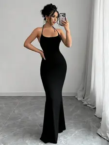 Tiktok Leopard Print Backless Long Dress, Womenswear Y2K Aesthetic Slim Fit Mermaid Tail Skirt, Soft Elastic Fabric, Trendy Sweet Girl Style