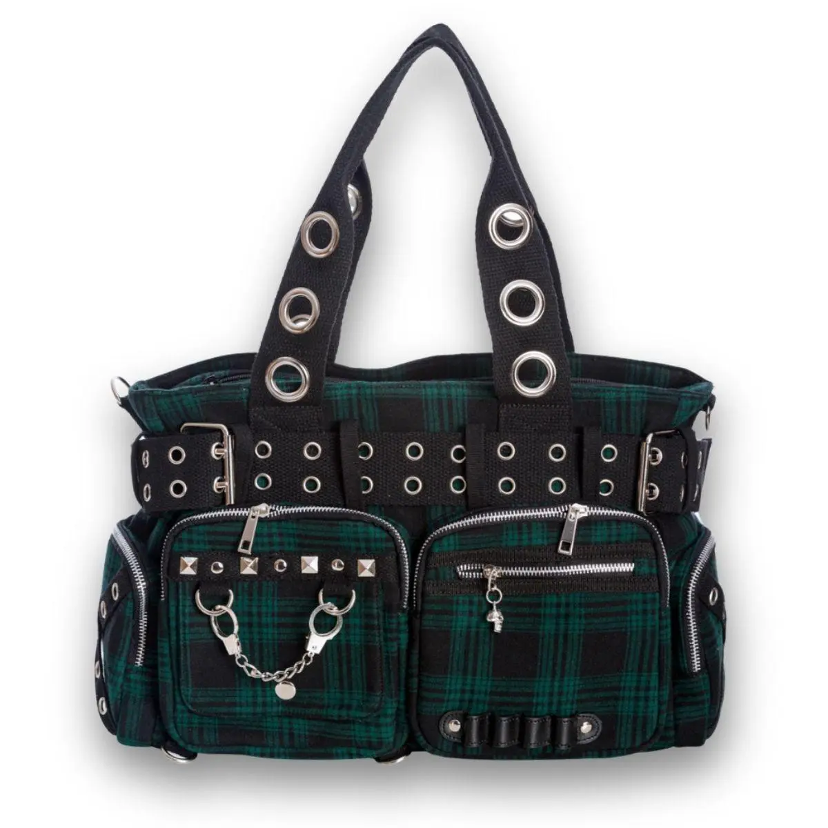 Green Plaid Convertible Belt Shoulder Bag