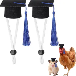2 Pcs Pet Graduation Caps Mini Bachelor Hats with Tassel for Small Animals Guinea Pigs Hedgehog Bird Turtles Hamster Photo Props Graduation Holiday Festival Party Accessory Blue