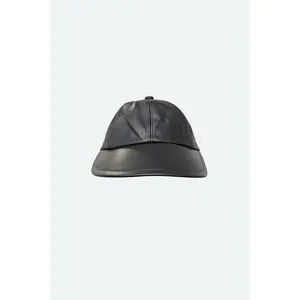 Black Leather Wide Brim Hat