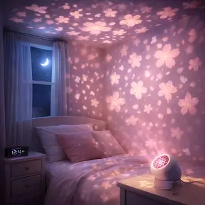 Sakura Rotating Projection Light, Led Atmosphere Lamp, Usb Plug-in, 360-degree Adjustable Angle, Create Romantic Atmosphere, Peaceful Bedroom For Sleep, Versatile Room Decoration, Decorative Atmosphere Lamp, Suitable For Valentine's Day Mother's Day