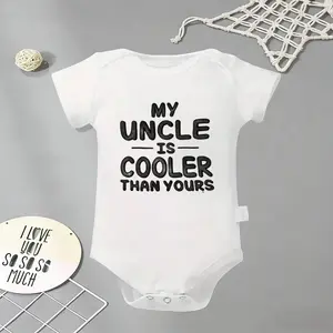 My Uncle Is Cooler Than Yours Baby Bodysuit, Funny Infant Newborn Clothes 100% Cotton Jumpsuits Baby Boys Girls Casual Rompers Baby Gift Baby Short Sleeves Onesie Clothes Letter Pattern Baby Outfit for Outdoor Indoor