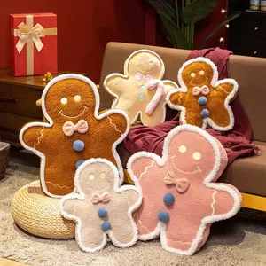 Christmas Gingerbread Man Plush Pillow, Soft Stuffed Toy, Perfect for Bed Sofa Bedroom Decor, Essential Holiday Decoration, Beautiful Christmas Gift