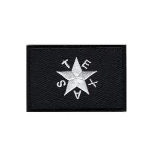 Black Texas 2PC State Flag Hook Fastener Patch 3x2 Inch for Uniforms and Gear