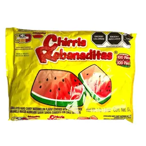 Chirris Rebanaditas - 100 Pieces - Acidulated Hard Candy Watermelon Flavor with Chilli Powder - Made in Mexico