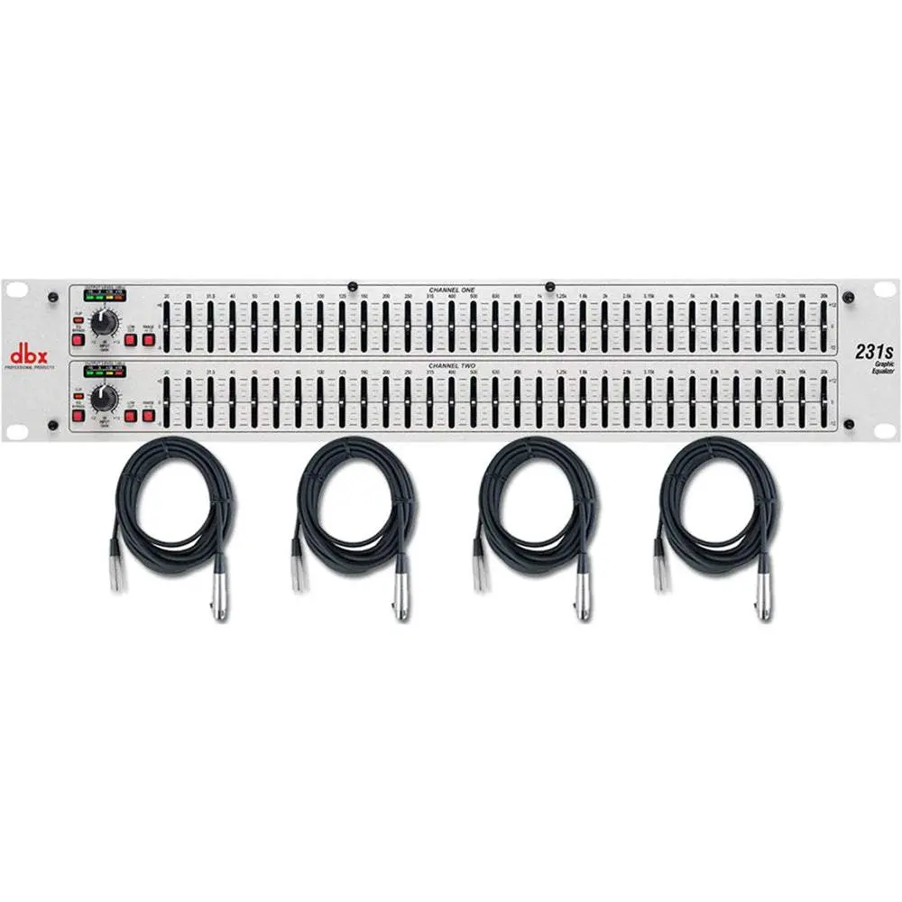 DBX 231s EQ 31 Dual-Band Graphic EQ Rack Unit with 4x XLR Cables Bundle