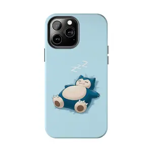 Sleeping Snorlax Cute Pokemon Anime Case for iPhone 17-7 Pro Max Plus & Samsung Galaxy S25-S21 Ultra Plus - Kawaii Pastel Blue Aesthetic Phone Cover unisex
