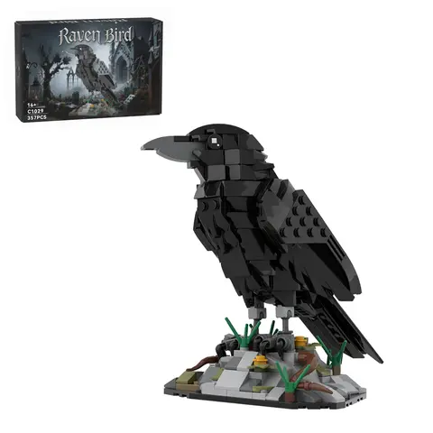 357 PCS Unisex Realistic Raven Creative Building Set, BPA-Free ABS Plastic Interlocking Bricks MOC-217187, Quirky Gifts Whimsical Stuff for Ages 12+/12 Years Above, Valentine's Day Gift for Boyfriend/Desktop Decor