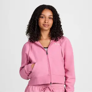 Champion Women's Cropped Fleece Zip-Up Sweatshirt - Pink XXL