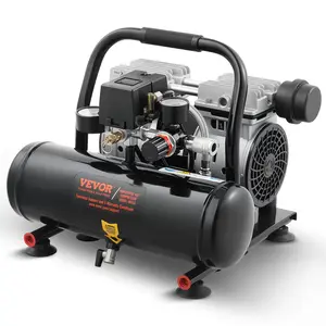 VEVOR Air Compressor, 1 Gallon Steel Tank, 1HP 1.5 CFM 90PSI Oil Free Air Compressor & Max.120PSI Pressure, 78dB Ultra Quiet Portable Compressor, for Auto Repair, Tire Inflation, Spray Painting