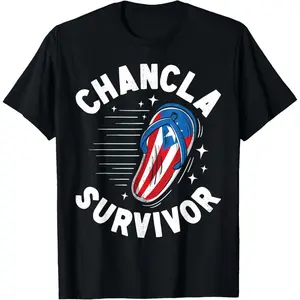 Chancla Survivor Puerto Rican Puerto Rico Funny Spanish Joke T-Shirt