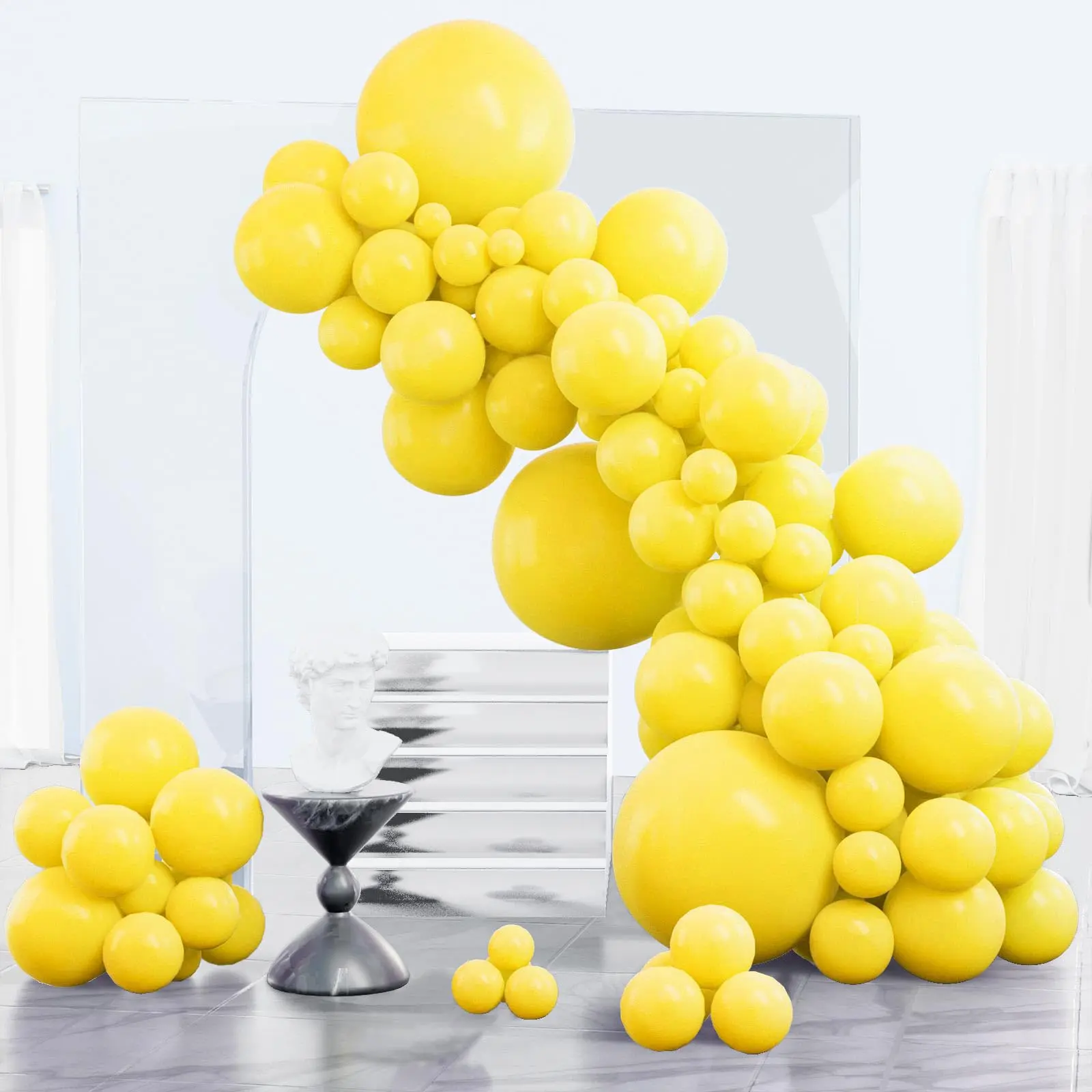 PartyWoo Yellow Balloons 123pcs Different Sizes of 18 12 10 5 Inch Matte Yellow Latex Balloon Arch Kit Garland for Easter Bee Baby Shower Sunflower Birthday Graduation Party Decorations Yellow-Y55