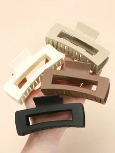 4 Pieces Minimalist Solid Color 10.5cm Square Hair Claw Clips, Perfect for Daily Hair Styling, Face Washing, Spa, and Travel, Hair Claws Set