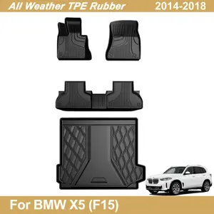 Car For BMW X5 (F15) 2014-2018 All Weather Floor Mats+Trunk Mat TPE Cargo Liner
