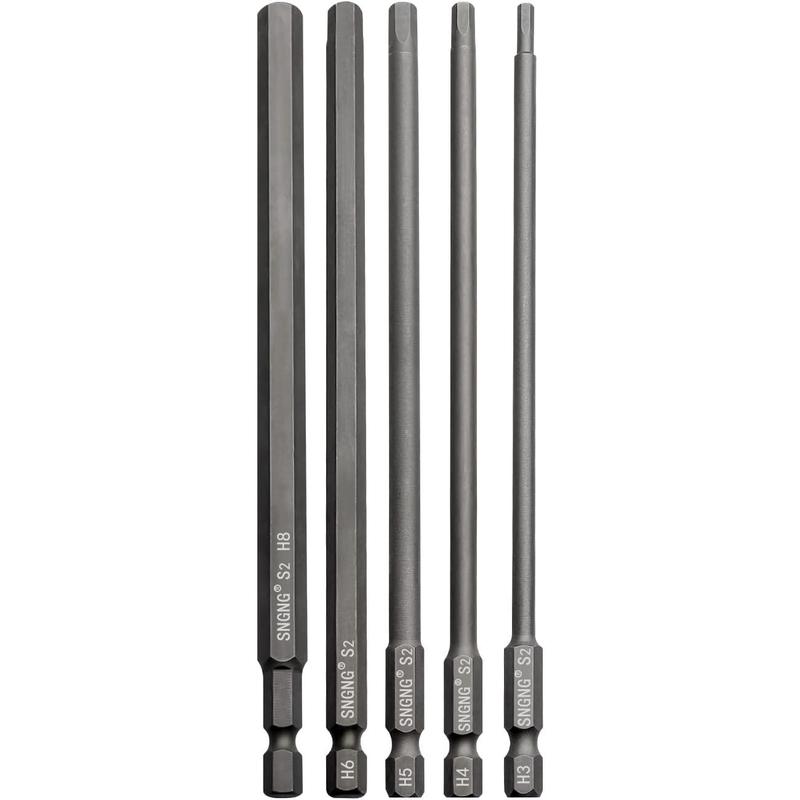 5 count Hex Allen Bit Set 150mm/6 inch Long Metric H3-H8 Quick Release ...