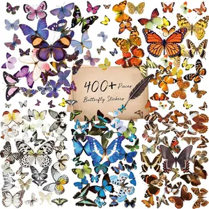 400+ PCS Realistic Butterfly Stickers, Self-Adhesive PVC Vintage Butterfly Stickers for Scrapbook, Laptop, Journal, DIY Project, Window, Envelope Spring Themed Party Decors