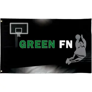 Green FN Funny Flags Cool Meme Flags Banner Room Guys Men Bedroom Mancave College Dorm Indoor Wall Fun Girls Tapestry Hangings Black