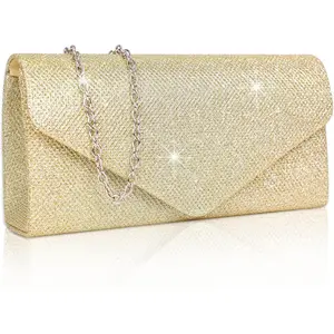Clutch Purses for Women, Sparkly Sequin Envelope Clutch Evening Bag w/Chain, Elegant Party Prom Dress Bride Purse
