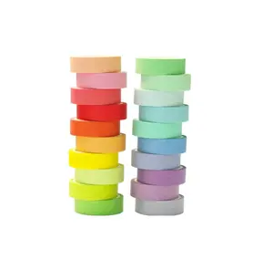 Washi Tape Set 20 Rolls - 15mm Rainbow Colors Masking Decorative for Bullet Journal, Planner, DIY Arts & Crafts, Scrapbooking, Gift Wrapping, Holiday Decoration