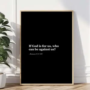 Romans 8:31 Bible Verse Print - Unframed, High-DPI Modern Minimalist Christian Wall Art, Waterproof Solid Box Poster for Home, Kitchen Decor (Home Supplies)