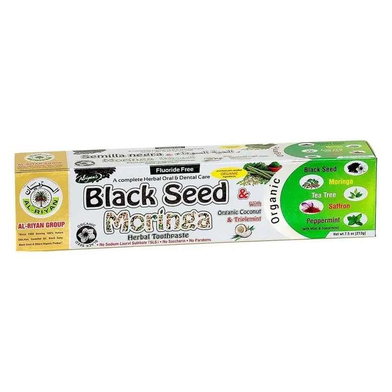ORGANIC BLACK SEED & MORINGA Herbal Toothpaste By AL-RIYAN , 7.5 oz.
