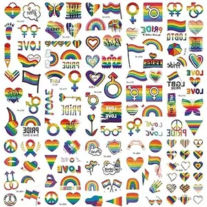 200+ Pcs Pride Tattoos,Gay Pride Tattoos, 20 Sheets Pride Temporary Tattoos, Waterproof Rainbow Flag Tattoo Stickers for Pride Equality Parades and Celebrations