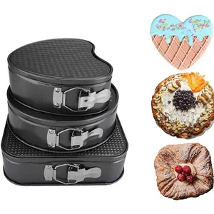 3pcs & Round Carbon Steel Cake Molds, Non-Stick Coated Metal Baking Moulds with Spring Clips, Christmas Holiday Cake Set, Baking Tools, Baking Utensils Supplies