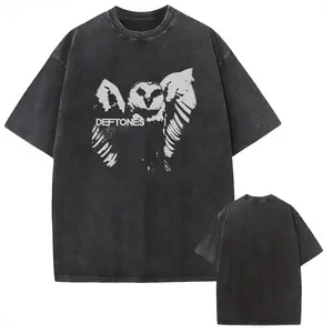 Retro Graphic T-Shirt for Men & Women, Oversize Fit in Heavyweight Washed Cotton, Gothic Punk Streetwear Style, Tshirt