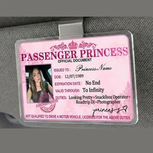 Custom Passenger Princess Card Visor Clip, Funny Car Accessory for Her, Personalized Passenger Princess License,Birthday Gift for Girlfriend