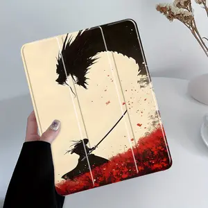 Retro Japanese Samurai Dragon iPad Case, Ink Wash Art Protective Cover for iPad Pro Air 11 13 10.9 10.2, Shockproof Smart Folio Auto Wake Sleep, Unique Aesthetic Tablet Shell Gift for Men, Casing, Accessories