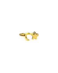 Moon and Star Ring - Gold