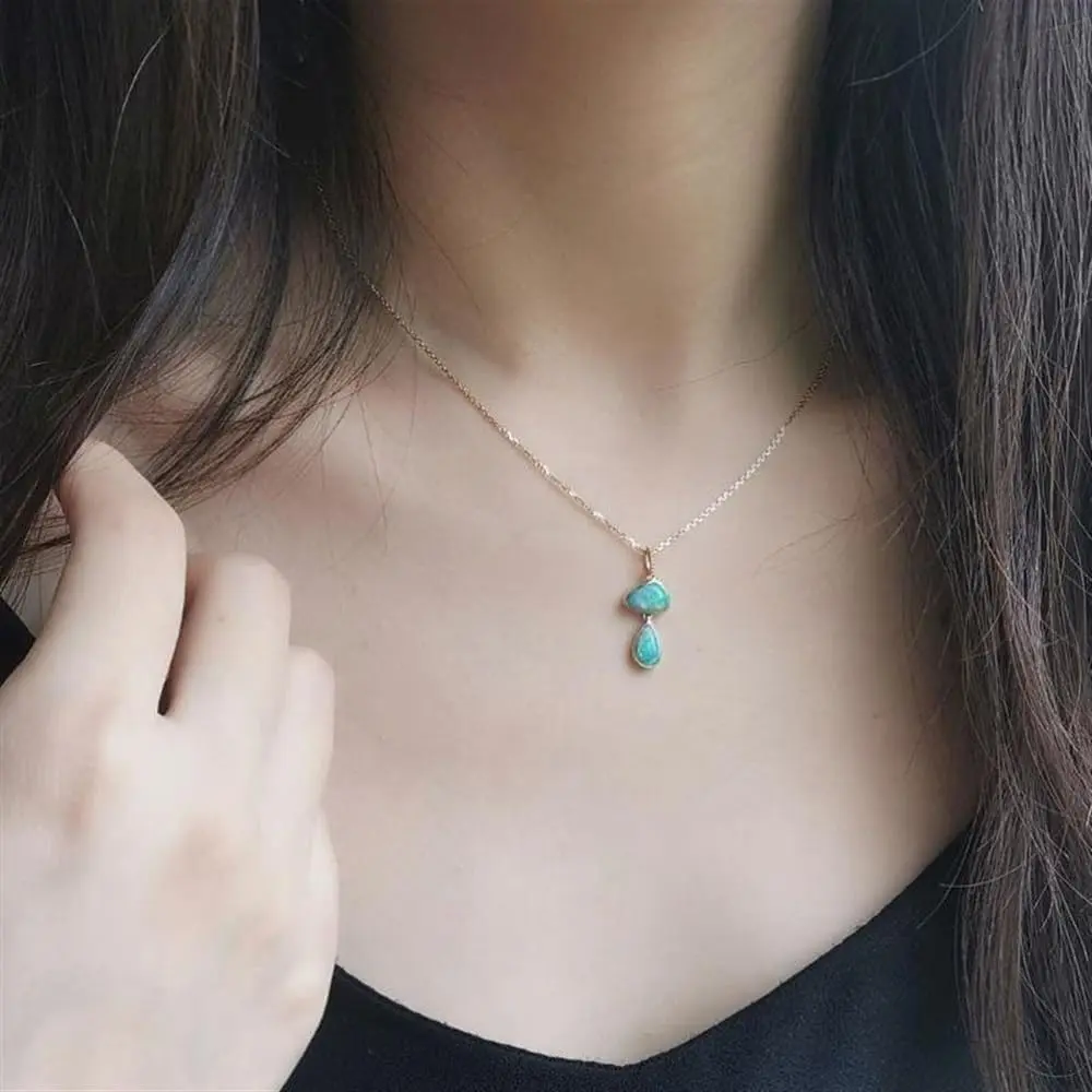 Opal 925 Sterling Silver Pearl Necklace,Blue Opal Birthstone Dainty Necklace For Women