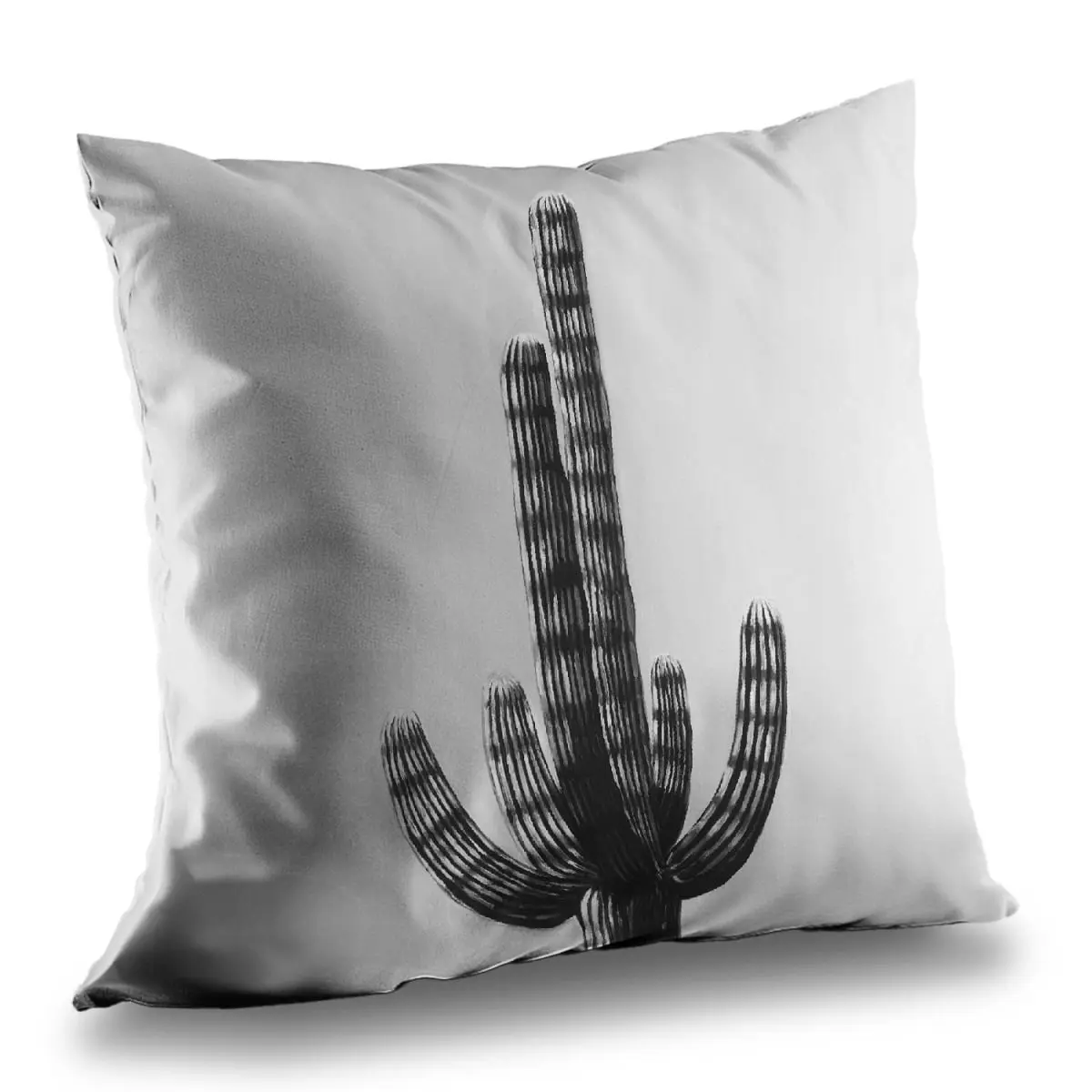 360 Stand 14x14 in Cactus Black Scandinavian Poly Twill Throw Pillow with Insert, Minimalist Decorative Cushion for Bedroom Decor & Textiles Soft Furnishings, Decorative Cushions, Fabric Cushion