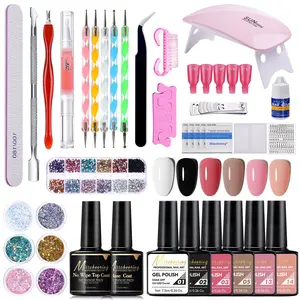 25pcs Nail Starter Kit for Beginners, 6 Colors Gel Polish, UV Lamp, Base & Top Coat, Nail Tools, Decorations, Complete Manicure Set