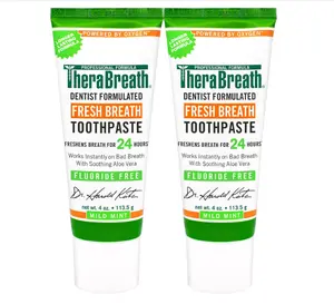 TheraBreath Fresh Breath Dentist Formulated Fluoride Free Toothpaste, Mild Mint, 4 Ounce (Pack of 2), Multi Oral Fragrance