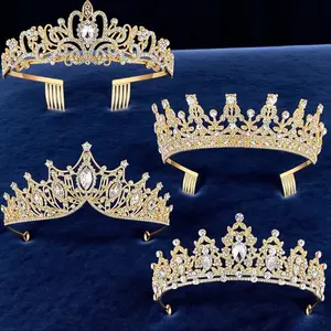 4-pack Diamond Queen Crown, exquisite design, princess headwear for weddings, dances, birthdays, and parties